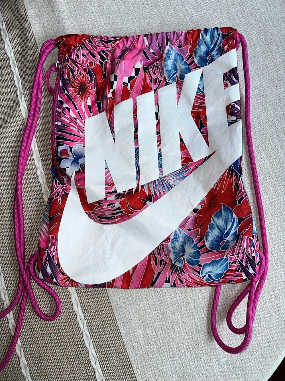 Nike Heritage Floral Gym Sack Drawstring Bag Pink Red BA6372-010 2018